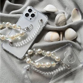 قاب آویز مرواریدی شفاف مناسب برای آیفون 14pro/14plus/14 pro max